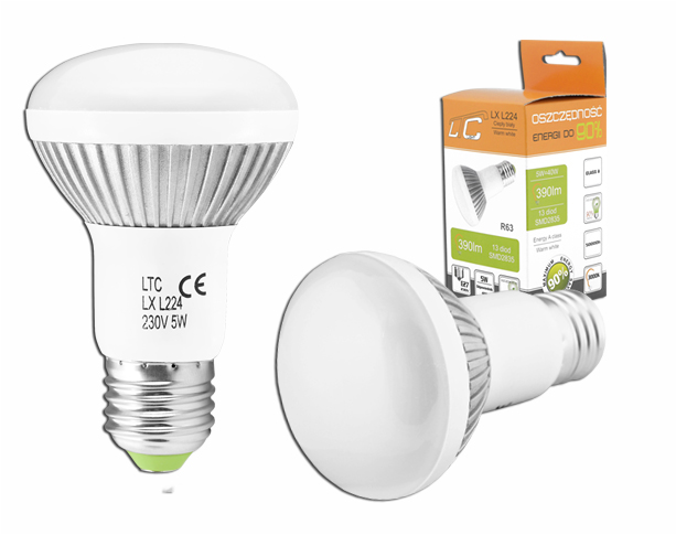 Bec leduri R63 E27 5W alb cald