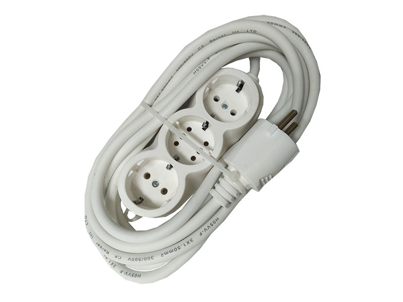 Prelungitor cauciucat bachelita 3cai 5m 3x1.5mm2 alb