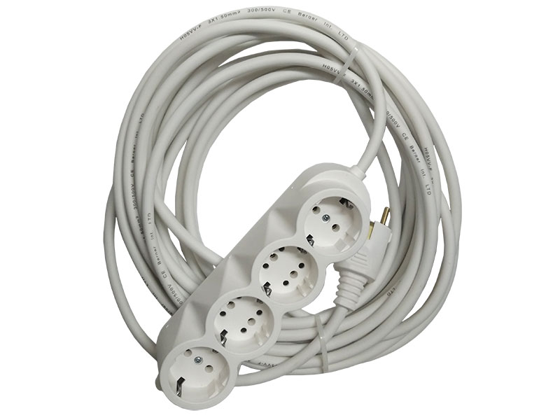 Prelungitor cauciucat bachelita 4cai 10m 3x1.5mm2 alb