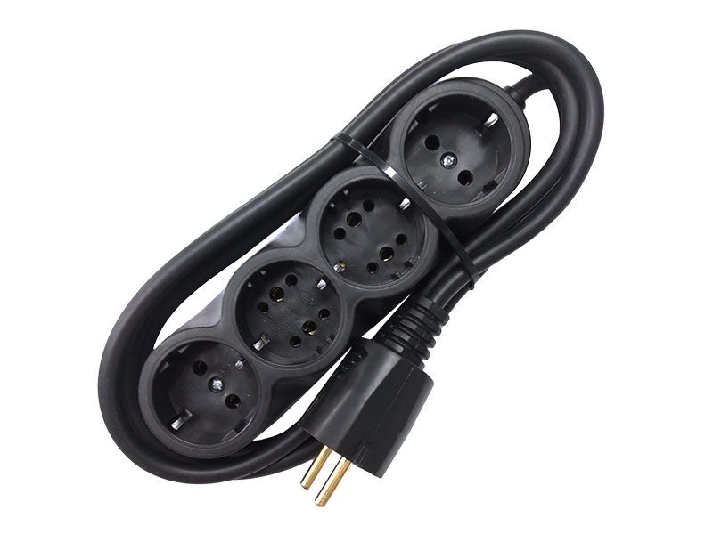 Prelungitor cauciucat bachelita 4cai 2m 3x1.5mm2 negru