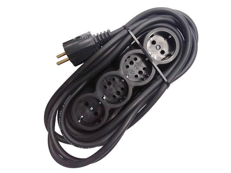 Prelungitor cauciucat bachelita 4cai 5m 3x1.5mm2 negru